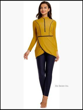 Full Coverage Burkini Swimsuit Modest Islamic Swimwear Plus Size Long Sleeve